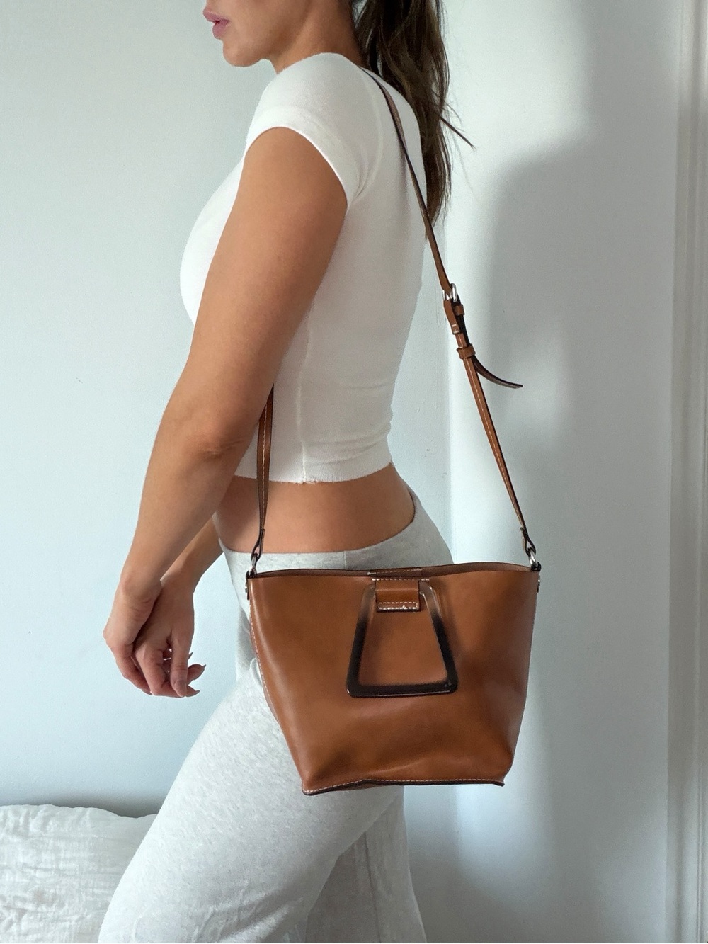 Zara Tan Bucket Shoulder Bag
